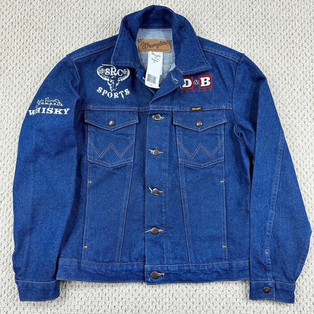 Wrangler Denim Jacket Men S Blue Cowboy Cut Rodeo Snake River Stampede 100 Years